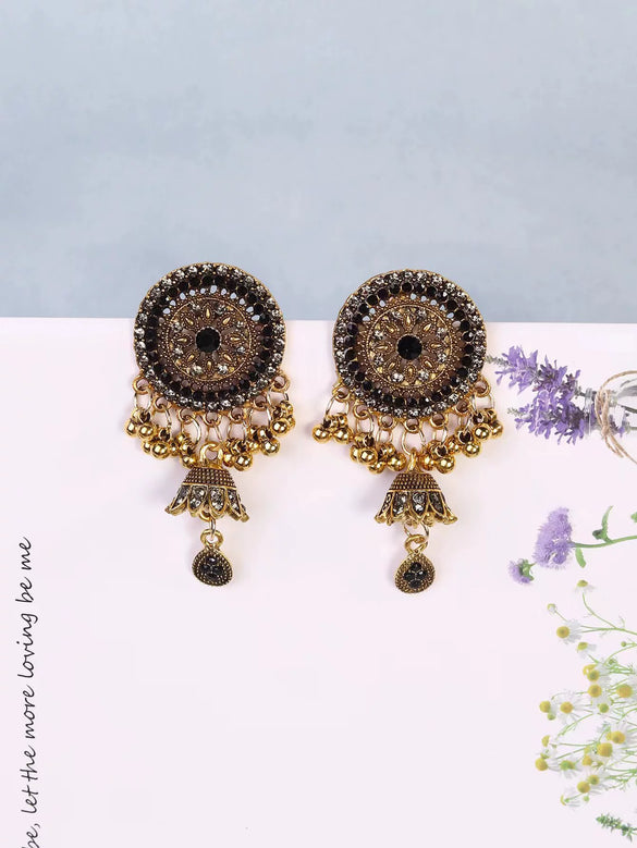 Wholesale Women's Retro Alloy Geometric Bell Tassel Earrings With Electroplating