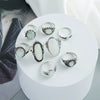 Wholesale Women's Retro Alloy Geometric Oil Dropping Gem Ring Set With Electroplating