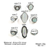 Wholesale Women's Retro Alloy Geometric Oil Dropping Gem Ring Set With Electroplating
