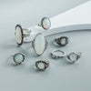 Wholesale Women's Retro Alloy Geometric Oil Dropping Gem Ring Set With Electroplating