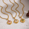 Wholesale Women's Retro Ancient Style Geometric Pattern Square Striped Lace Inlaid Zircon Pendant Necklace With 18K Real Gold Plating And Pvd Furnace Vacuum Real Gold Plating