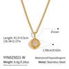 Wholesale Women's Retro Ancient Style Geometric Pattern Square Striped Lace Inlaid Zircon Pendant Necklace With 18K Real Gold Plating And Pvd Furnace Vacuum Real Gold Plating