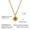 Wholesale Women's Retro Ancient Style Geometric Pattern Square Striped Lace Inlaid Zircon Pendant Necklace With 18K Real Gold Plating And Pvd Furnace Vacuum Real Gold Plating