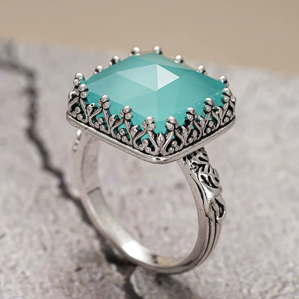 Wholesale Women's Retro Antique Geometric Leaf Pattern Copper Electroplated Ring Accessories