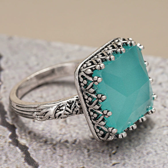 Wholesale Women's Retro Antique Geometric Leaf Pattern Copper Electroplated Ring Accessories
