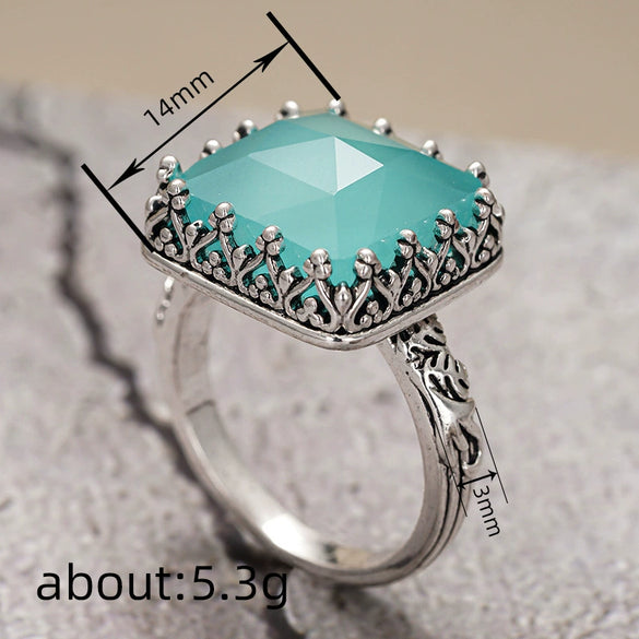 Wholesale Women's Retro Antique Geometric Leaf Pattern Copper Electroplated Ring Accessories