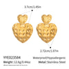 Wholesale Women's Retro Antiquestyle Heartshaped Stainless Steel Vacuum Real Gold Plated Textured Earrings Accessories