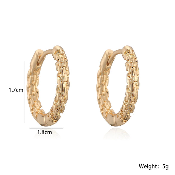 Wholesale Women's Retro Asymmetrical Geometric Pattern Micro Setting Copper Plated 18K Gold Earrings
