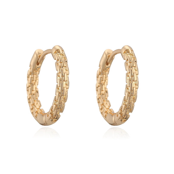 Wholesale Women's Retro Asymmetrical Geometric Pattern Micro Setting Copper Plated 18K Gold Earrings