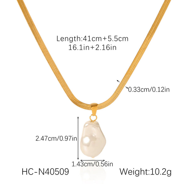 Wholesale Women's Retro Baroque Geometric Stainless Steel And Pearl Jewelry Necklaces And Earrings With Electroplating