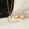 Wholesale Women's Retro Baroque Geometric Stainless Steel And Pearl Jewelry Necklaces And Earrings With Electroplating
