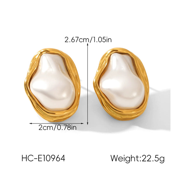 Wholesale Women's Retro Baroque Geometric Stainless Steel And Pearl Jewelry Necklaces And Earrings With Electroplating