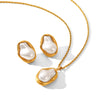 Wholesale Women's Retro Baroque Geometric Stainless Steel And Pearl Jewelry Necklaces And Earrings With Electroplating