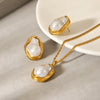 Wholesale Women's Retro Baroque Geometric Stainless Steel And Pearl Jewelry Necklaces And Earrings With Electroplating