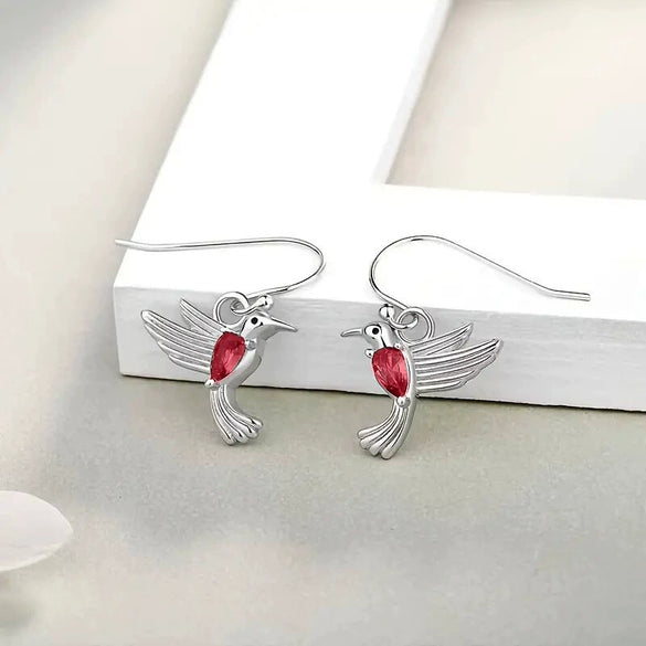 Wholesale Women's Retro Cartoon Animal Hummingbird Copper Earrings
