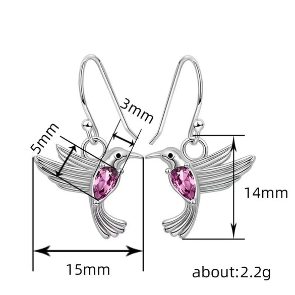 Wholesale Women's Retro Cartoon Animal Hummingbird Copper Earrings