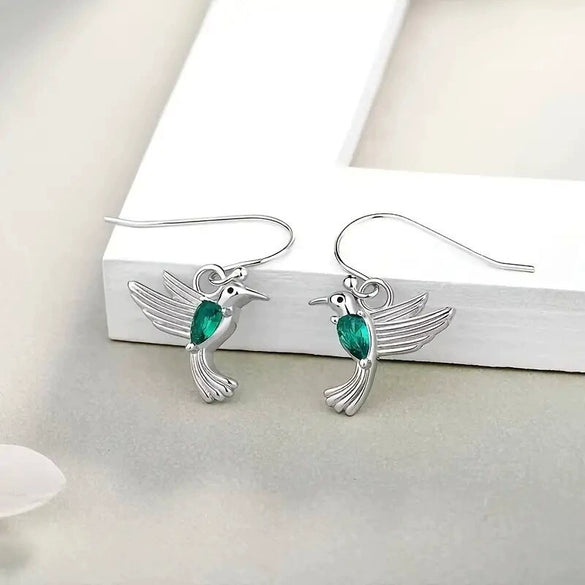 Wholesale Women's Retro Cartoon Animal Hummingbird Copper Earrings