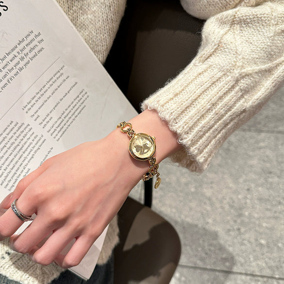 Wholesale Women's Retro Casual Alloy Watch With Mineral Reinforced Glass Mirror And Round Dial