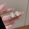 Wholesale Women's Retro Cat's Eye Pearl Alloy Earrings With Geometric Pattern And Electroplating Process