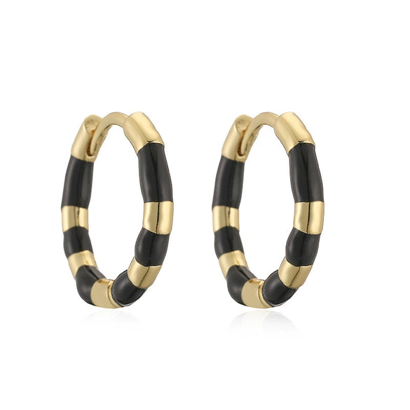 Wholesale Women's Retro Colorful Enamel Drop Glaze Copper Ushaped Geometric Earrings