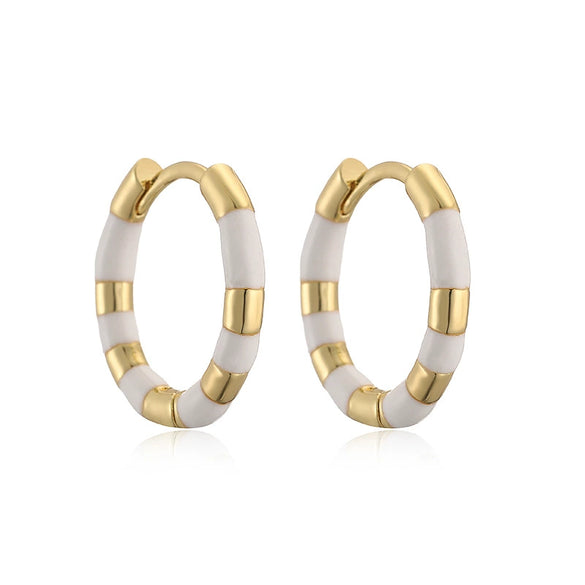 Wholesale Women's Retro Colorful Enamel Drop Glaze Copper Ushaped Geometric Earrings