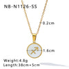 Wholesale Women's Retro Constellation Seashell Pendant Titanium Steel Necklace With 18K Vacuum Plating And Geometric Pattern