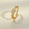 Wholesale Women's Retro Copper Ring With Microinlaid Zircon And Fourleaf Clover Flower Design
