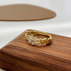 Wholesale Women's Retro Copper Ring With Microinlaid Zircon And Fourleaf Clover Flower Design