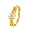 Wholesale Women's Retro Copper Ring With Microinlaid Zircon And Fourleaf Clover Flower Design