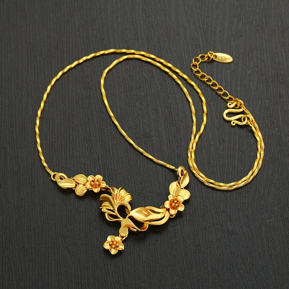Wholesale Women's Retro Copperzinc Alloy Goldplated Tulip Flower Necklace