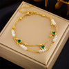 Wholesale Women's Retro Creative Double Layer Stacked Beaded Titanium Steel Anklet With Heart Shaped Love Pendant
