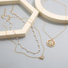 Wholesale Women's Retro Creative Simple Multilayer Clavicle Chain With Sun Pendant Alloy Material Geometric Pattern Electroplating Treatment
