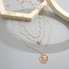 Wholesale Women's Retro Creative Simple Multilayer Clavicle Chain With Sun Pendant Alloy Material Geometric Pattern Electroplating Treatment