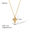 Wholesale Women's Retro Cross Stainless Steel Necklace With Geometric Pattern 18K Gold Plated By Vacuum Real Gold Electroplating In Pvd Furnace