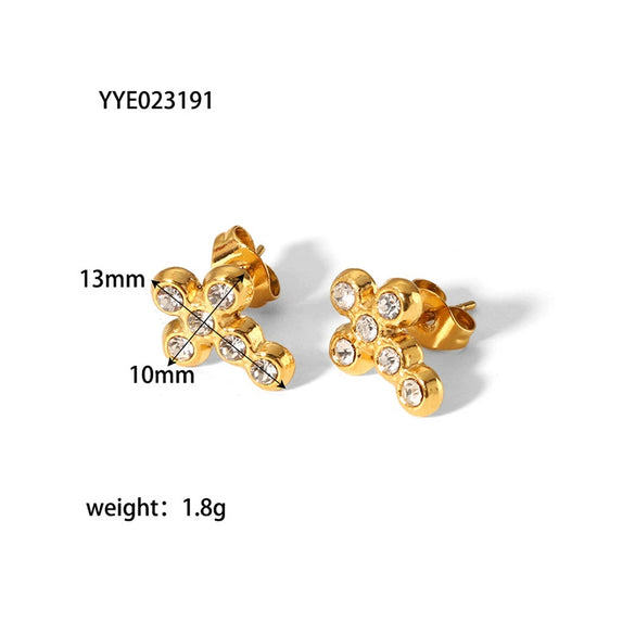 Wholesale Women's Retro Cross Stainless Steel Necklace With Geometric Pattern 18K Gold Plated By Vacuum Real Gold Electroplating In Pvd Furnace