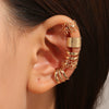 Wholesale Women's Retro Cshaped Alloy Multilayer Hollow Leaf Electroplated Ear Clip Fivepiece Set