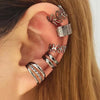Wholesale Women's Retro Cshaped Alloy Multilayer Hollow Leaf Electroplated Ear Clip Fivepiece Set