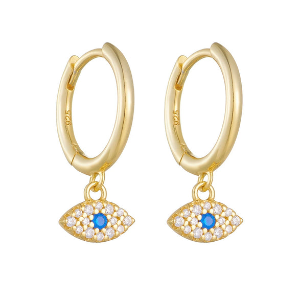 Wholesale Women's Retro Devil's Eye S925 Sterling Silver Earrings With Blue Diamond Zircon Design