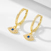 Wholesale Women's Retro Devil's Eye S925 Sterling Silver Earrings With Blue Diamond Zircon Design