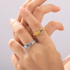 Wholesale Women's Retro Diamond Hemp Lace Ring Titanium Steel With 18K Gold Plated Electroplating Geometric Design