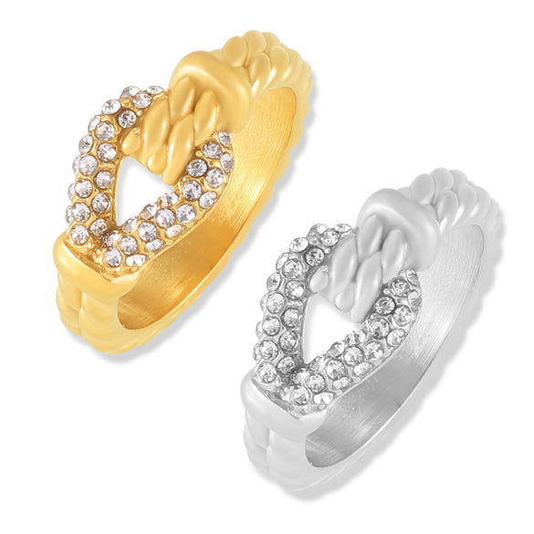 Wholesale Women's Retro Diamond Hemp Lace Ring Titanium Steel With 18K Gold Plated Electroplating Geometric Design