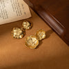 Wholesale Women's Retro Double Flower Titanium Steel Earrings 18K Gold Plated