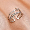 Wholesale Women's Retro Doublelayer Copper Ring With Microinlaid Zircon Butterfly Flap And Electroplating