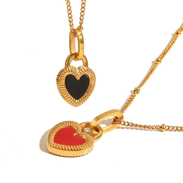 Wholesale Women's Retro Doublesided Love Necklace In Stainless Steel With Geometric Design And Electroplating