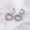 Wholesale Women's Retro Earrings Copper Rectangular And Peach Heart Shaped With Large Particle Zircon And Electroplating Process