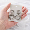 Wholesale Women's Retro Earrings Copper Rectangular And Peach Heart Shaped With Large Particle Zircon And Electroplating Process