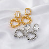 Wholesale Women's Retro Earrings Copper Rectangular And Peach Heart Shaped With Large Particle Zircon And Electroplating Process