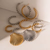 Wholesale Women's Retro Elegant Fanshaped Geometric Stainless Steel Electroplated Earrings Jewelry