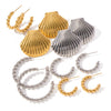 Wholesale Women's Retro Elegant Fanshaped Geometric Stainless Steel Electroplated Earrings Jewelry