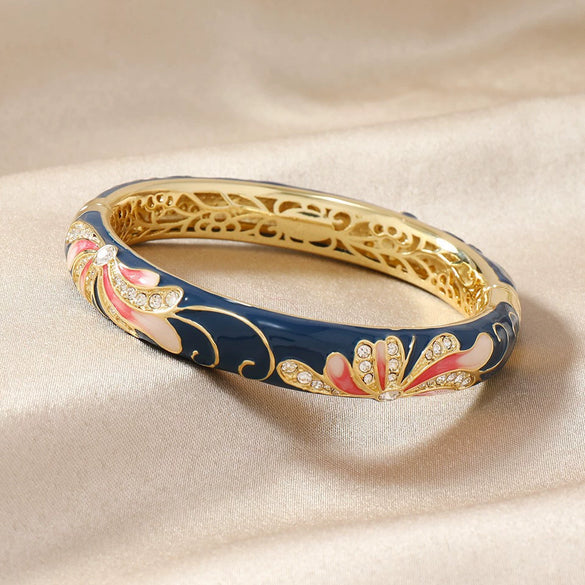 Wholesale Women's Retro Elegant Fashion Cloisonne Enamel Bracelet With Electroplating Treatment
